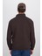 Unisex Relax Fit Rahat Kesim Pamuklu Içi Polarlı Yarım Fermuarlı Kahverengi Dik Yaka Sweatshirt 7