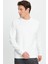 Erkek Relax Fit Rahat Kesim Uzun Kollu Ekstra Yumuşak Bisiklet Yaka Ekru Sweatshirt 5