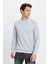 Erkek Relax Fit Rahat Kesim Uzun Kollu Ekstra Yumuşak Bisiklet Yaka Gri Sweatshirt 4