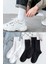 Unisex 6 Çift Düz Siyah-Beyaz Tenis Çorap 1