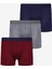 Erkek 3'lü Pamuklu Boxer Bordo Gri Lacivert 1