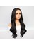 Siyah Uzun Hafif Dalgalı Fiber Sentetik Tül Peruk 2