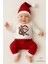 Bebek Yılbaşı Noel Kıyafeti 3’lü Set ,santa Baskılı Uzun Kollu Body, Kırmızı Fitilli Pantolon,şapka 1