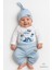 Little Prince 3’lü Erkek Bebek Takımı – Uzun Kollu %100 Pamuk Body, Pantolon ve Şapka Seti Mavi 1