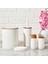 Bath Ahşap Desenli 5 Li Banyo Seti - Beyaz 1