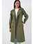 Kadın Bdart Uzun Kruvaze Yaka Trençkot Haki Yeşil 1