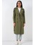 Kadın Bdart Uzun Kruvaze Yaka Trençkot Haki Yeşil 2