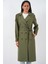 Kadın Bdart Uzun Kruvaze Yaka Trençkot Haki Yeşil 3