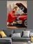 Kırmızı Araba Kadın Çizim Dekoratif Kanvas - Mdf Ahşap Tablo 2