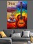 Müzik Gitar Soyut Renkler Dekoratif Kanvas - Mdf Ahşap Tablo 2