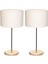 2'li Beyaz Gold Kaplama Abajur Masa Lambası Seti, Şık ve Zarif Tasarım 1