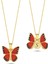Kırmızı Kelebek Açılır Kapanır Altın Kaplama Kolye Ak9 1