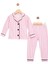 Kız Çocuk Pembe Çizgili Düğmeli Uzun Kollu Alt Üst Pijama Takımı %100 Pamuklu 2