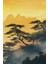 Altın Tonlarda Sisli Dağ Manzarası 3’lü Kanvas Tablo 4