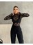 Kadın Uzun Kollu Transparan Çıtçıtlı Bodysuit Bluz 3