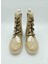 Kadın Hakiki Deri Altın Rengi Bağcıklı Yan Fermuarlı Bot 2