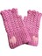 El Örgüsü Kalpli Yarım Parmak Pembe Eldiven 1