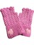 El Örgüsü Kalpli Yarım Parmak Pembe Eldiven 2
