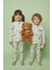 Kar Tanesi ve Geyik Desenli Unisex Çocuk Pijama Takımı 1