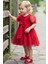Kız Çocuk Incili Kırmızı Dantel Detay Elbise 3
