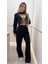 Yaman Market Kadın Uzun Kollu Bisiklet Yaka Desenli Iki Iplik Şardonlu Bluz ve Pantolon Ikili Takım 3