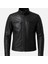 Erkek Gerçek Deri Regular Fit Fermuarlı Biker Detaylı Ceket 1