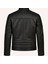 Erkek Gerçek Deri Regular Fit Fermuarlı Biker Detaylı Ceket 2