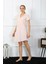 Kadın Pamuk Keten Kısa Kol Düğmeli Pudra Tunik Gecelik 2