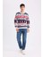 Standart Fit Yılbaşı Temalı Bisiklet Yaka Triko Kazak D5489AX24WN 2