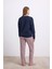 - Rahat ve Şık %100 Pamuklu Uzun Kol Sweatshirt ve Ekose Pantolon Pijama Takımı 2