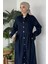 Ön Düğmeli Tesettür Jean Kot Elbise P-00019737 3