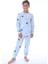 %100 Pamuk Mavi Yıldız Desenli Çocuk Pijama Takımı (8-13 Yaş) 7