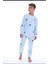 %100 Pamuk Mavi Yıldız Desenli Çocuk Pijama Takımı (8-13 Yaş) 5