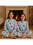 %100 Pamuk Mavi Yıldız Desenli Çocuk Pijama Takımı (8-13 Yaş) 2
