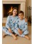 %100 Pamuk Mavi Yıldız Desenli Çocuk Pijama Takımı (8-13 Yaş) 4