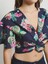 Yeni Sezon V Yaka Çiçekli Kısa Kollu Crop Kadın Bluz 3