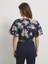 Yeni Sezon V Yaka Çiçekli Kısa Kollu Crop Kadın Bluz 5
