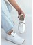 Monya Beyaz Cilt Bağcıklı Spor Ayakkabı 1