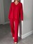 Kadın Uzun Kollu Yüksek Bel V Yaka Kırmızı Ikili Takım 2