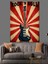 Kırmızı Beyaz Retro Fonlu Roc'n Roll Gitarı Dekoratif Kanvas - Mdf Ahşap Tablo 1
