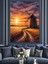 Gün Batımında Yel Değirmeni Manzarası Dekoratif Kanvas - Mdf Ahşap Tablo 2