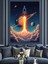 Uzaya Fırlatılan Roket Illüstrasyonu Dekoratif Kanvas - Mdf Ahşap Tablo 2
