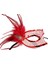 Kırmızı Yandan Tüylü Payetli Parti Maskesi ( Lisinya ) 2