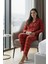 Luxury Soft Kırmızı Ekose Desenli Uzun Kollu Kadın Pijama Takımı – Büyük Beden 3018 6