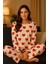Kadın Yumuşak Dokulu Pijama Kalpli Süet Kadife Pamuklu 1