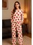 Kadın Yumuşak Dokulu Pijama Kalpli Süet Kadife Pamuklu 3