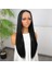 Siyah Fiber Sentetik Düz Tül Peruk 4