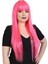 Uzun Kahküllü Fiber Sentetik Peruk / Neon Pembe 1