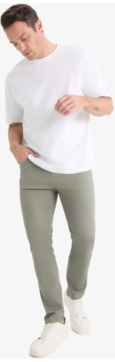 DeFacto Slim Fit Dar Kesim Dar Paça Cepli Dokulu Pantolon E7959AX25AU görsel 8