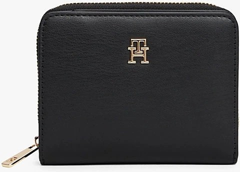 Tommy Hilfiger Th Icon Orta Boy Fermuarlı Kapaklı Kadın Siyah Cüzdan AW0AW17742BDS